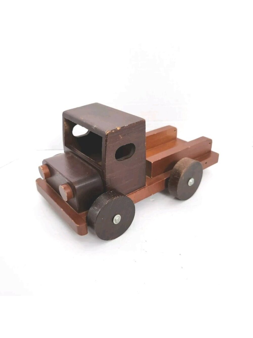 Handcrafted Wooden Toy Truck Solid Wood Decor 11" Vintage Folk Art